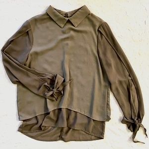 Strut and Bolt Olive Green Chiffon Blouse - Women's Small